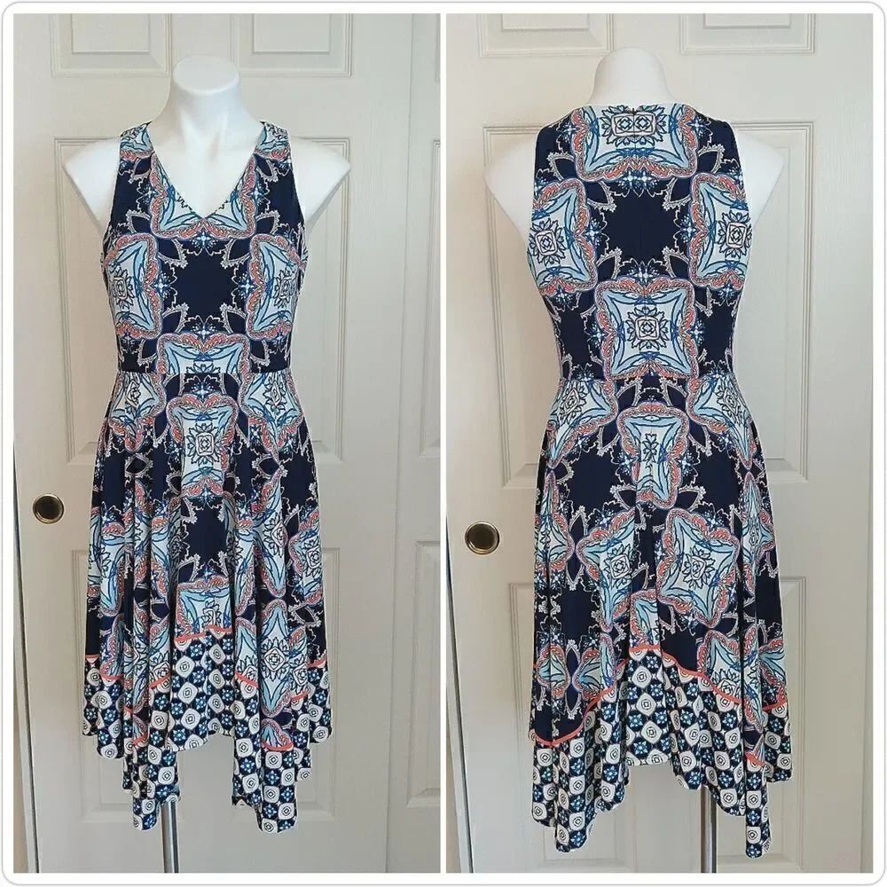 Maggy London stretch handkerchief hem summer dress sz 4P